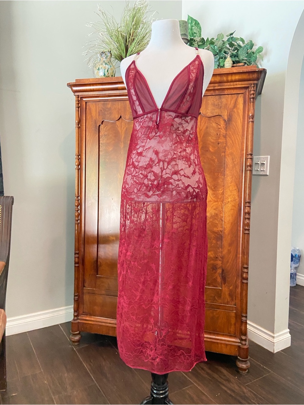 Soma Burgundy Lace Plunge Chemise. New without tags